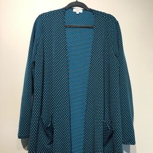 LuLaRoe Sarah L (14-16) Blue Polka Dot Cardigan